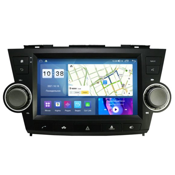 Магнитола для Toyota Highlander 2007-2013 c кнопкой аварийки Parafar на Андроид 13.0 PF035T2FHD
