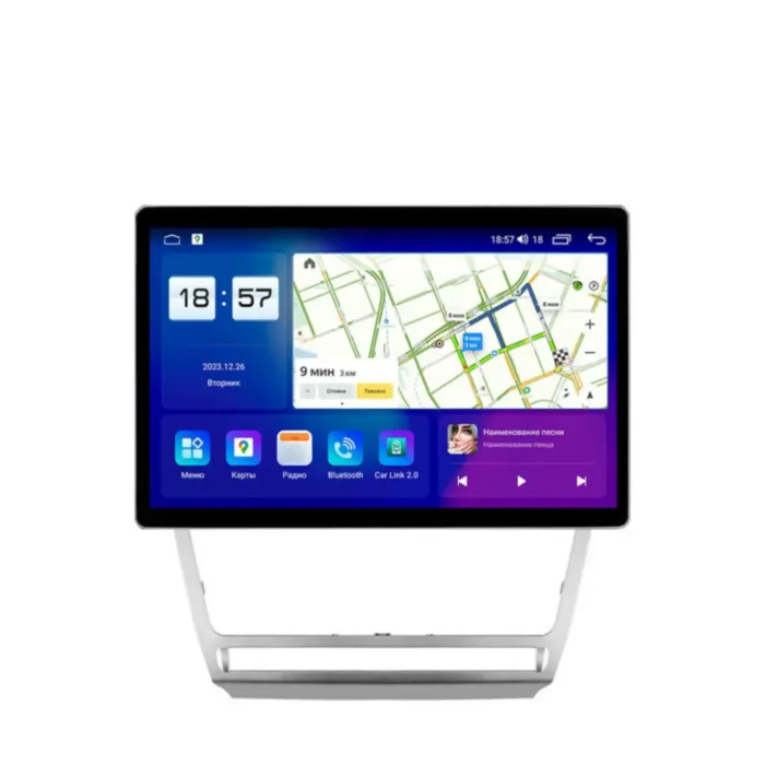 Магнитола для Skoda Octavia A5 2004-2013 (рамка серебристая / вставки климата матовые) Parafar на Андроид 13.0 PF005T3LUX111u2kAIR