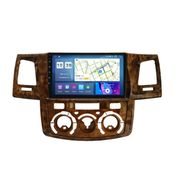 Магнитола для Toyota Hilux/Fortuner 2005-2008 авто с кондиционером цвет Дерево Parafar на Андроид 13.0 PF066ACWRNP