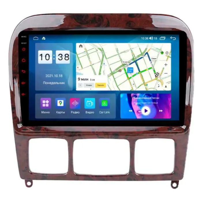 Магнитола для Mercedes S класс кузов w220 дерево Parafar на Андроид 14.0 PF211T2KHD