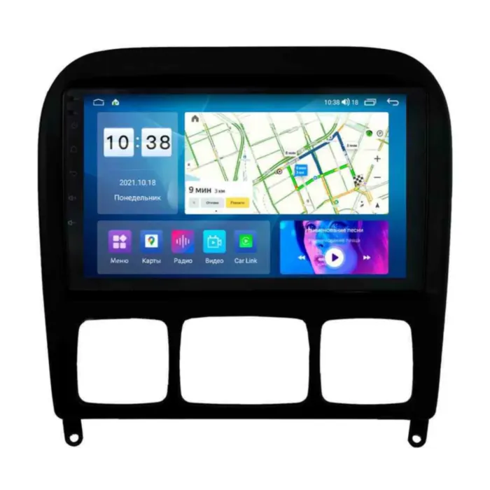 Магнитола для Mercedes S класс кузов w220 черная Parafar на Андроид 14.0 PF211T1KHD