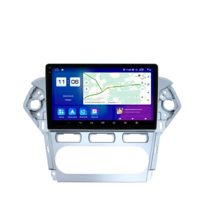 Магнитола для Ford Mondeo 2010-2015 серебристая Parafar (cо встроенным модулем для подключения камер 360) на Андроид 13.0 PF145T2U2K360