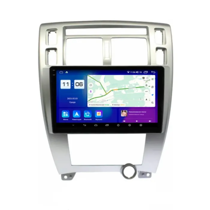 Магнитола для Hyundai Tucson 2006-2013 серебристая Parafar (cо встроенным модулем для подключения камер 360) на Андроид 13.0 PF886LUX1U2K360