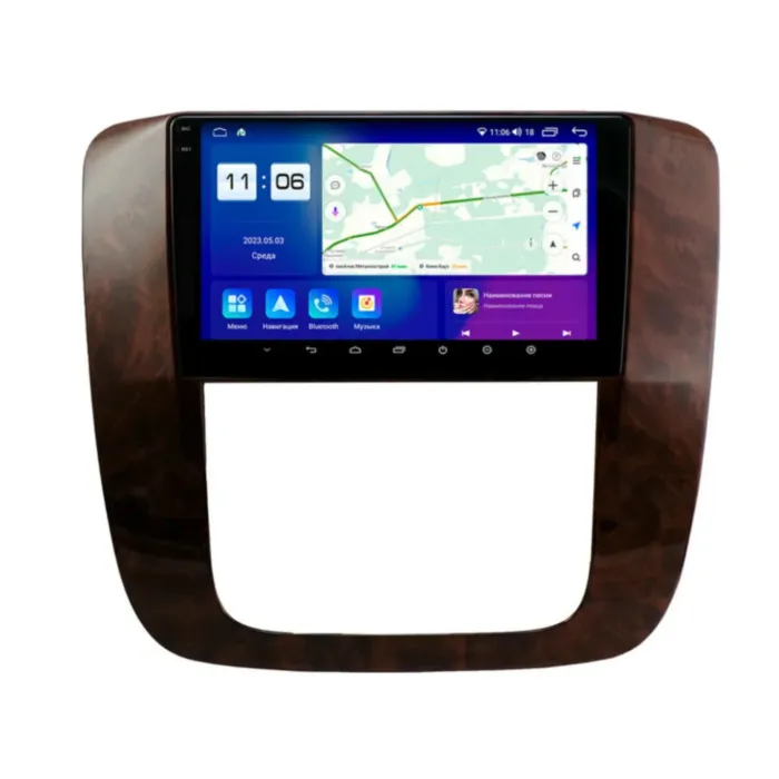 Магнитола для Chevrolet Silverado/Tahoe 2007-2014 дерево Parafar (cо встроенным модулем для подключения камер 360) на Андроид 13.0 PF041T1LUX1U2K360