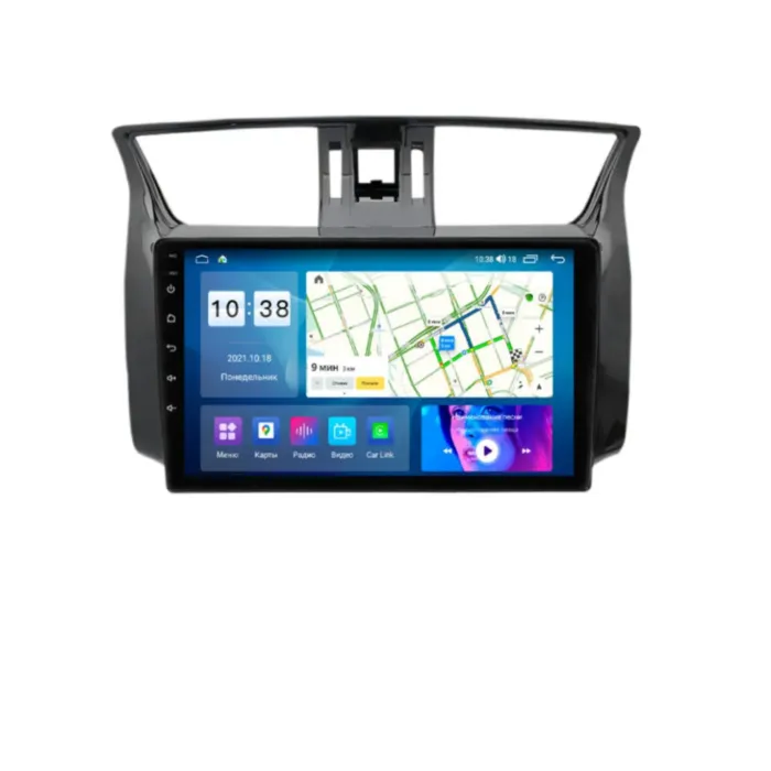 Магнитола для Nissan Sylphy, Sentra 2012-2019 глянцевая черная с отверстием под воздуховоды Parafar (cо встроенным модулем для подключения камер 360) на Андроид 13.0 PF875T1XHD360