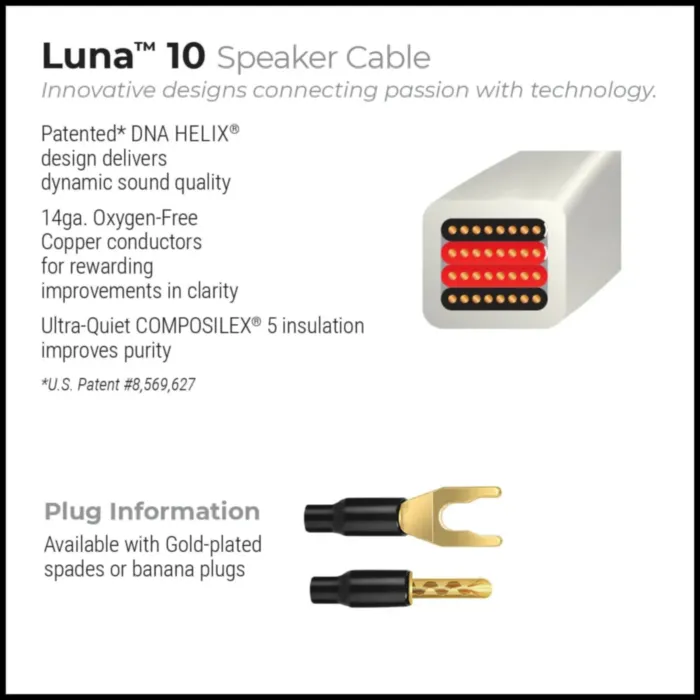Wireworld Luna 10 Biwire Speaker Cable Pair (LUB3.0MB-10) 3.0m