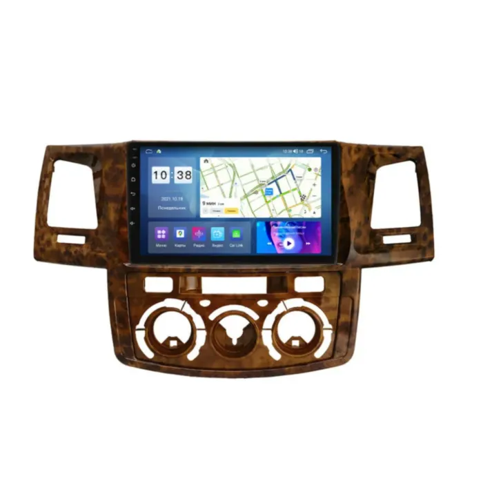 Магнитола для Toyota Hilux/Fortuner 2005-2008 авто с кондиционером цвет Дерево Parafar на Андроид 13.0 PF066ACWRNF