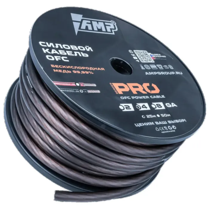 AMP PRO 4Ga OFC Extremely flexible Черный (25м) медь 100%
