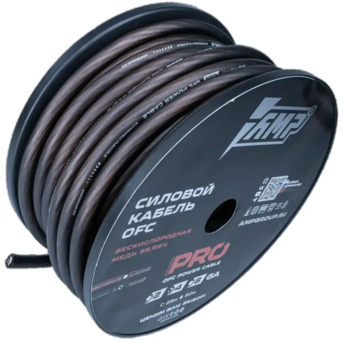 AMP PRO 4Ga OFC Extremely flexible Черный (25м) медь 100%
