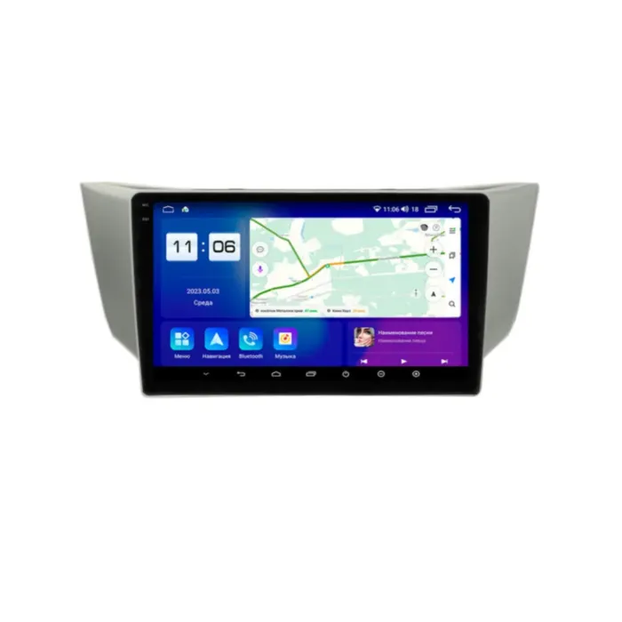 Магнитола для Toyota Harrier, Lexus RX300 2003-2009 серебристая Parafar на Андроид 13.0 PF300T2U2K