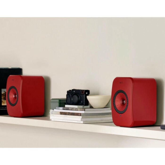 KEF LSX II Lava Red + S1 Floor Stand