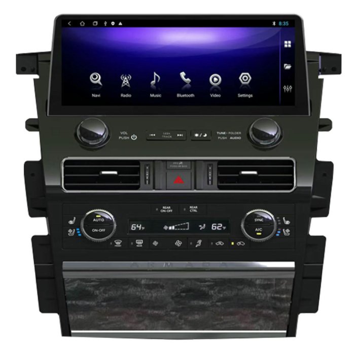 Магнитола для Nissan Patrol 2010-2022 / Infiniti QX56 QX80 2010-2022 память 6/128 Гб экран 12.3" Parafar на Андроид 14.0 PF800L12