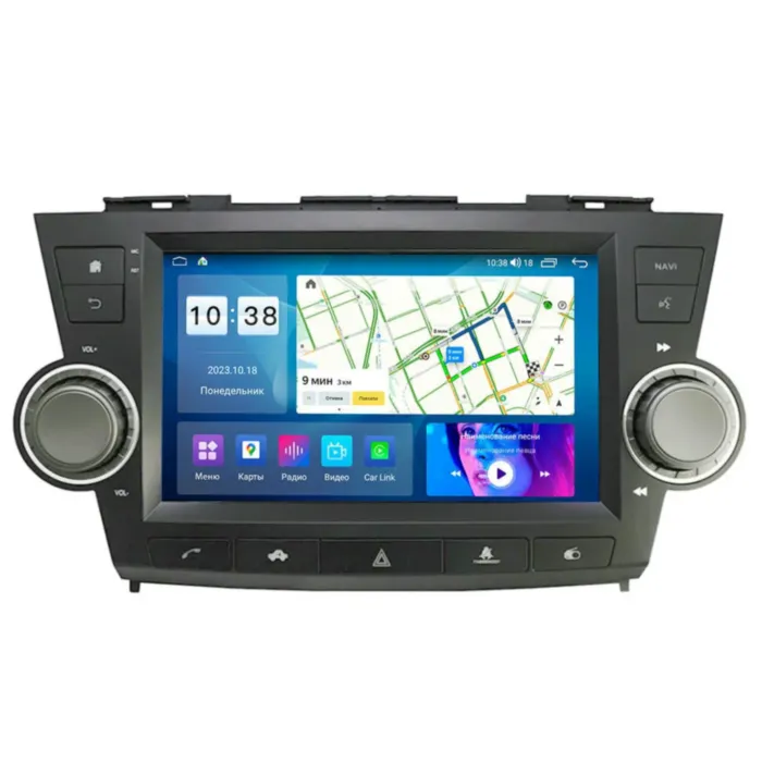 Магнитола для Toyota Highlander 2007-2013 Parafar на Андроид 10.0 PF035T4LUX1Lite