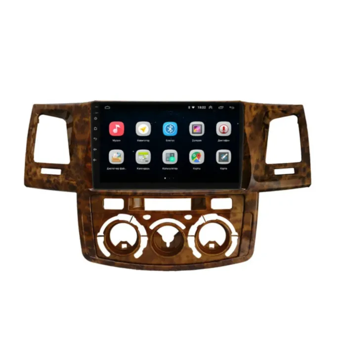 Магнитола для Toyota Hilux/Fortuner 2005-2008 авто с кондиционером цвет Дерево Parafar на Андроид 10.0 PF066ACWLite