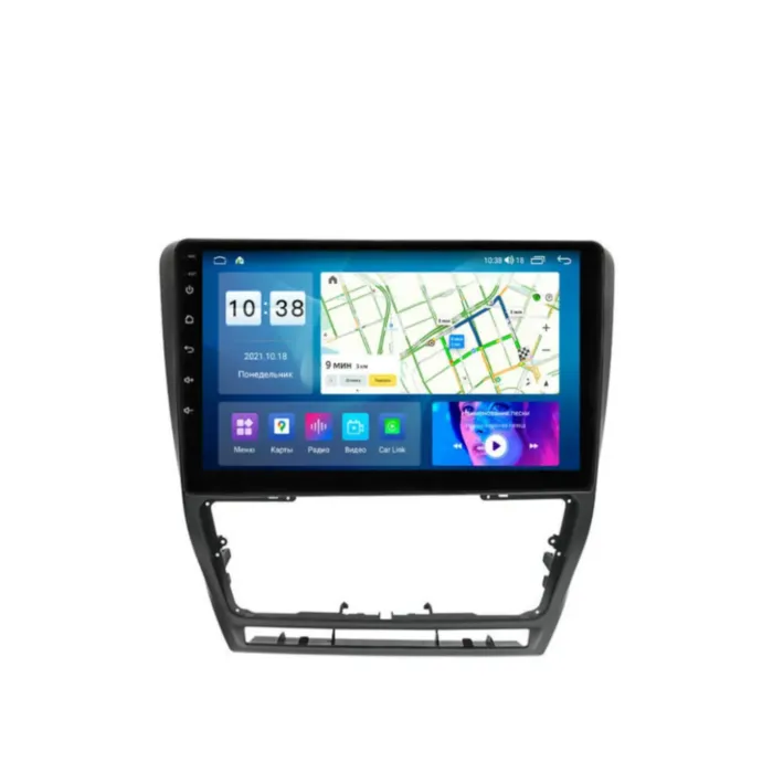 Магнитола для Skoda Octavia A5 2004-2013 (черная глянцевая со вставками) Parafar на Андроид 12.0 PF005T4LUX1RGx