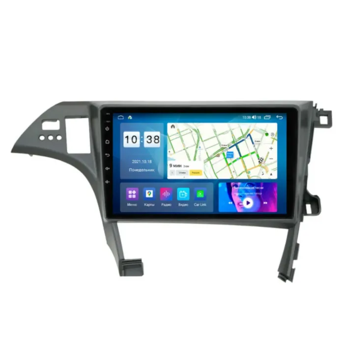 Магнитола для Toyota Prius 2009-2015 Темно-серебристая, левый руль Parafar (cо встроенным модулем для подключения камер 360) на Андроид 13 PF608XHD360