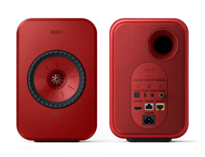 KEF LSX II LAVA RED + KEF S1 Floor Stand Red