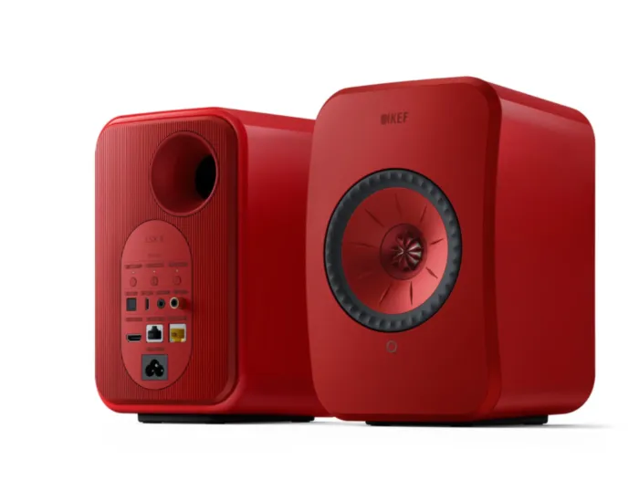 KEF LSX II LAVA RED + KEF S1 Floor Stand Red