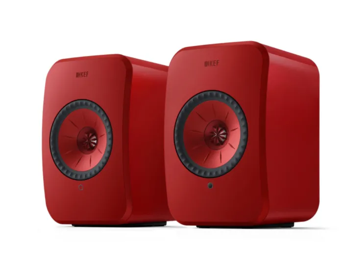 KEF LSX II LAVA RED + KEF S1 Floor Stand Red