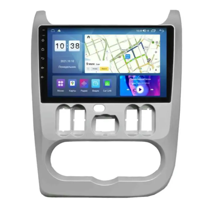 Магнитола для Renault Logan/Sandero 2009-2014 цвет Серебро Parafar на Андроид 10.0 PF175T1TRG