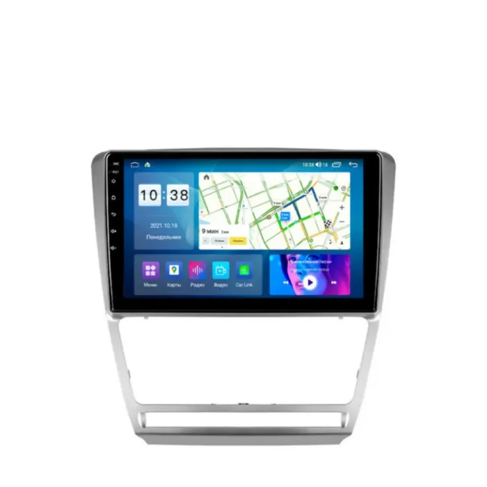 Магнитола для Skoda Octavia A5 2004-2013 (рамка серебристая / вставки климата матовые) Parafar на Андроид 13.0 PF005T3LUX1RNF