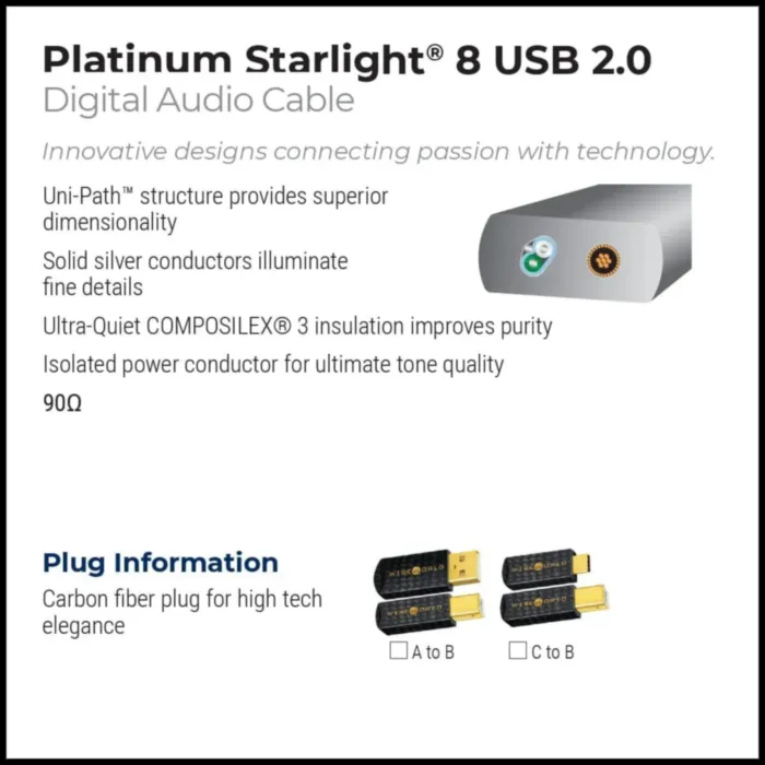 Wireworld Platinum Starlight 8 USB 2.0 A-B Flat Cable (P2AB1.0M-8) 1.0m