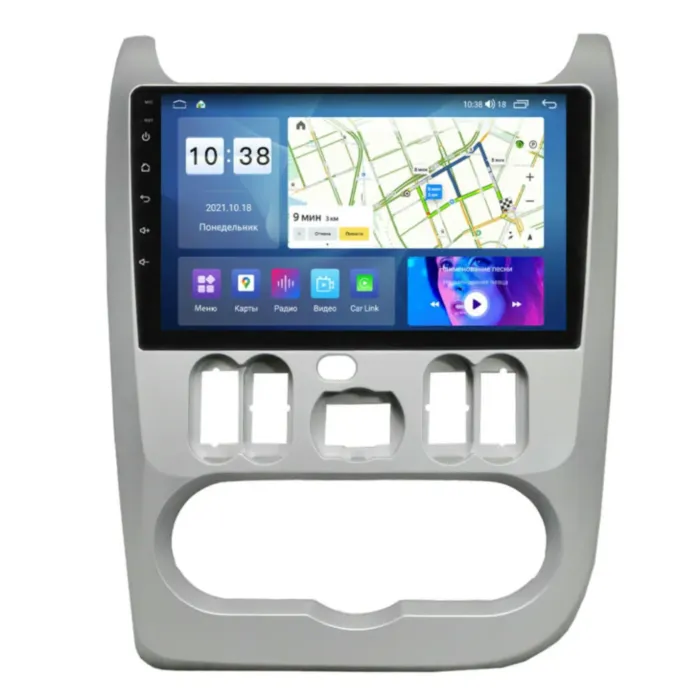 Магнитола для Renault Logan/Sandero 2009-2014 цвет Серебро Parafar на Андроид 13.0 PF175T1XHD